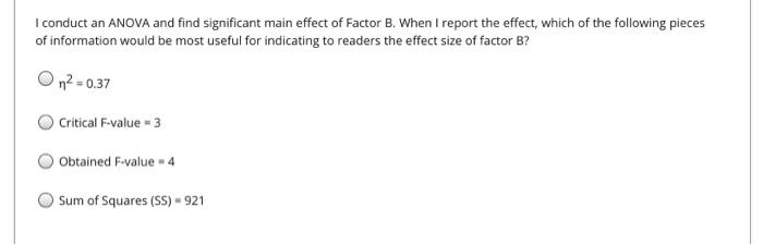 Solved I conduct an ANOVA and find significant main effect | Chegg.com