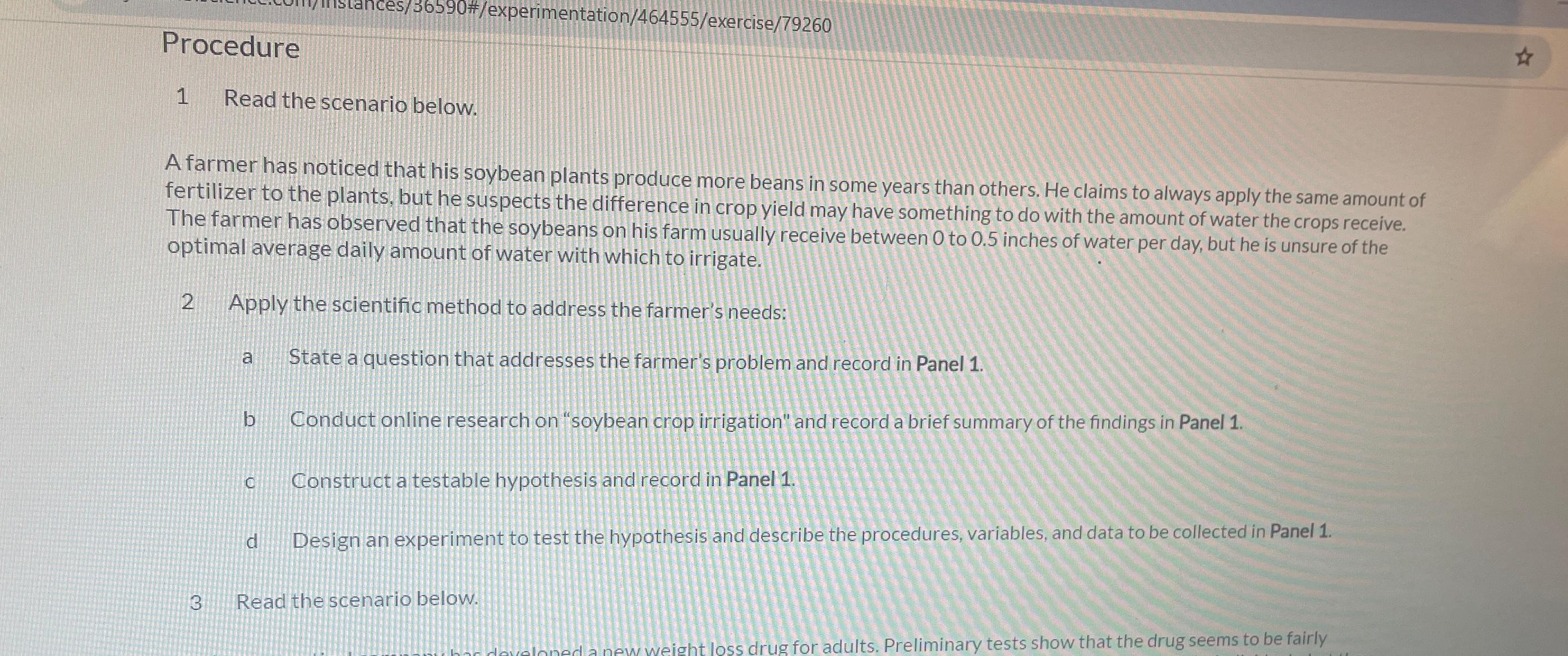 state the question and hypothesis that the farmer posed