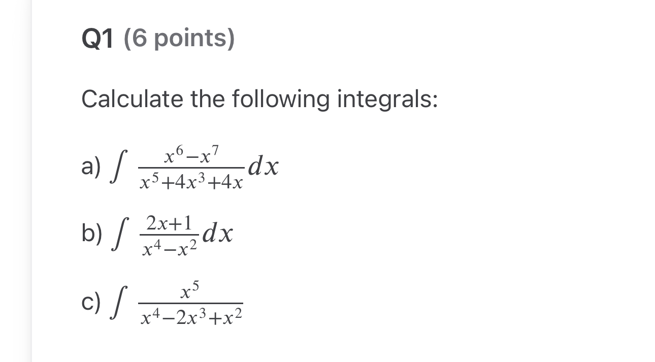 Solved Q1 (6 ﻿points)Calculate the following | Chegg.com