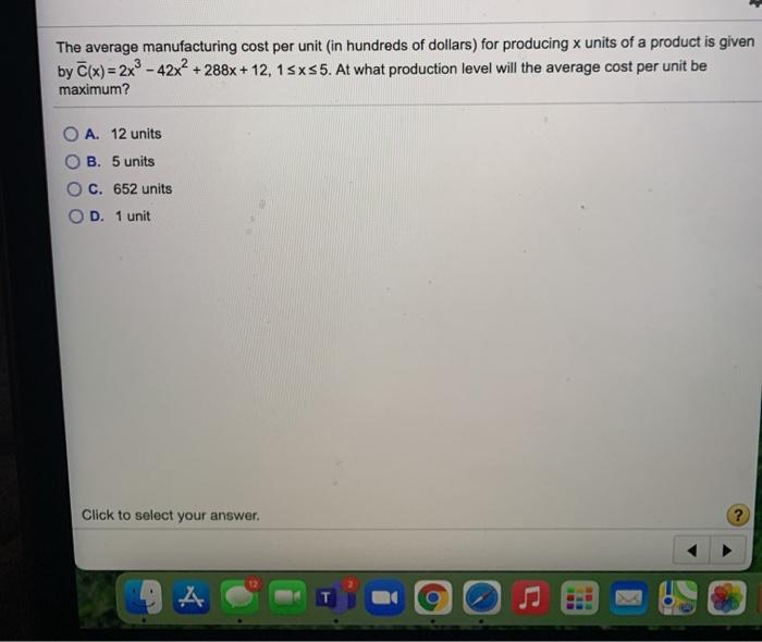 solved-the-average-manufacturing-cost-per-unit-in-hundreds-chegg