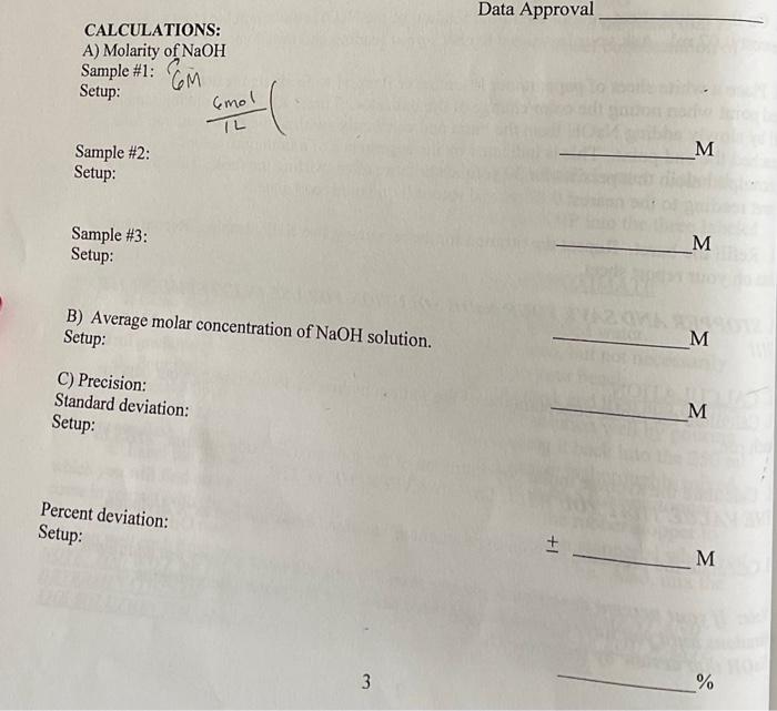 Solved B) NaOH solutionCALCULATIONS: A) Molarity of NaOH | Chegg.com