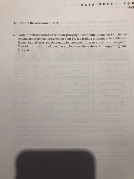 Solved DATA SHEET - FORMA PAGE 1 OF 8 7 Nome EXPERIMENT | Chegg.com