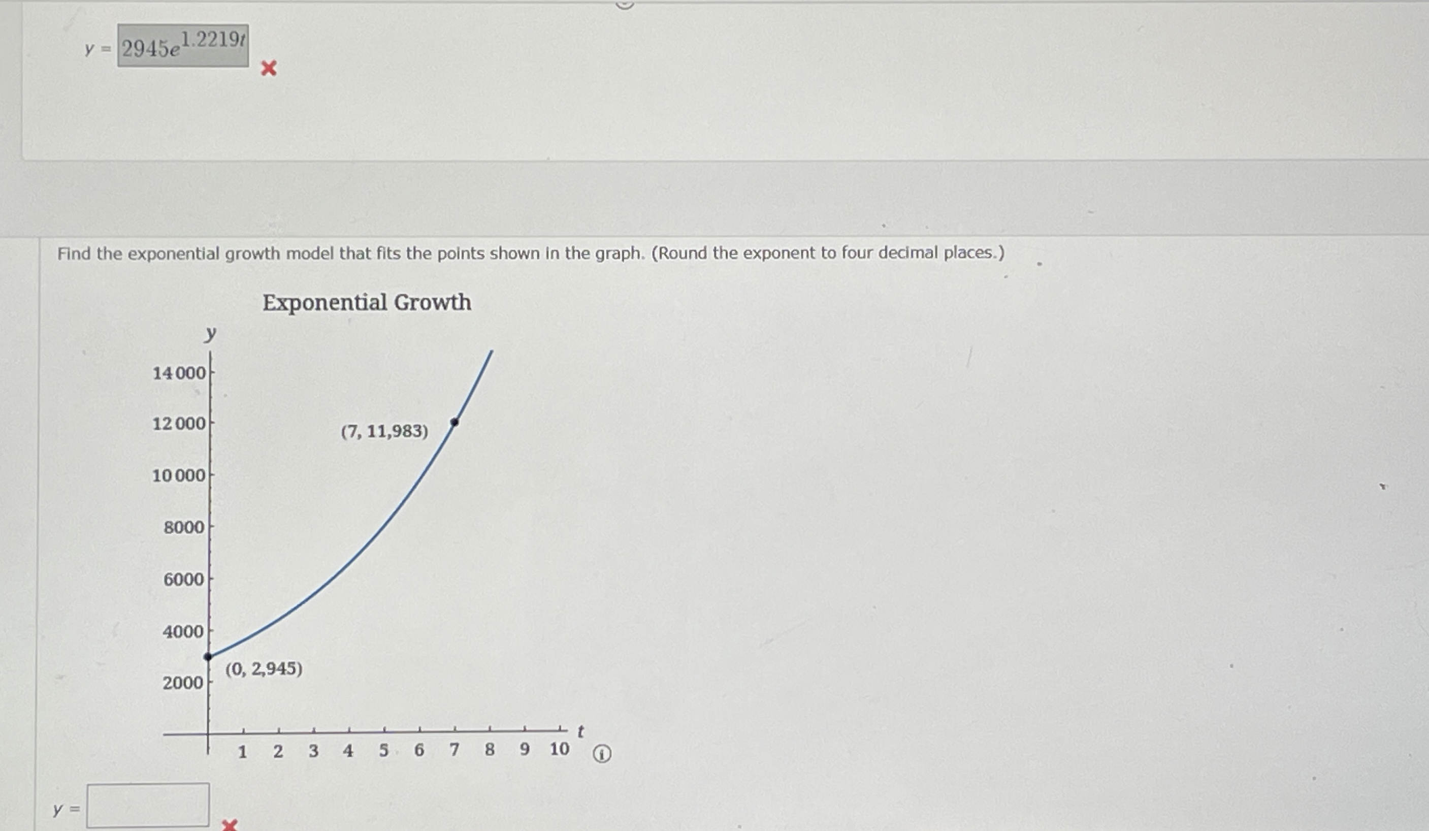Solved Find the exponential growth model that fits the | Chegg.com
