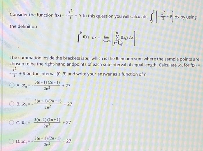 Solved Consider the function f(x) = -3 +9. In this question | Chegg.com