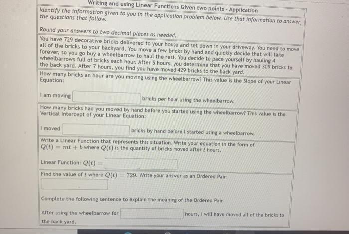 Solved Writing and using Linear Functions Given two points. | Chegg.com