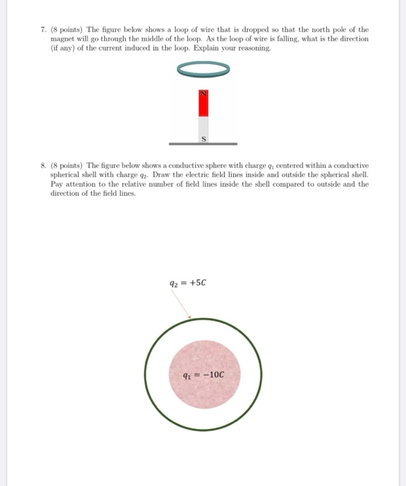 Solved 7. (8 points) The figure below shows a loop of wire | Chegg.com