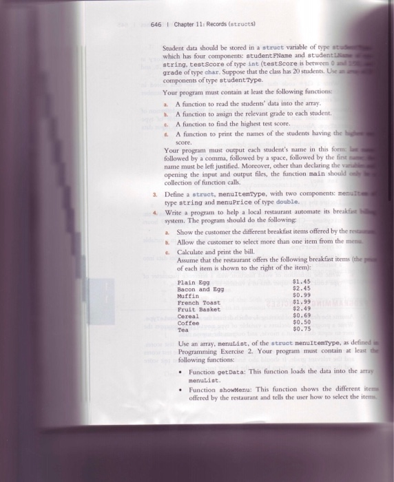 Solved 646 Chapter 11: Records (structs) Student data should | Chegg.com