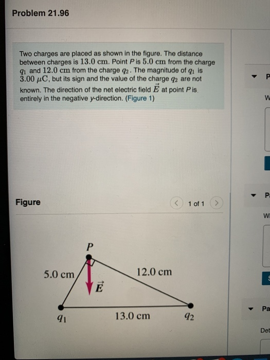 Solved Problem 21.96 Two charges are placed as shown in the | Chegg.com