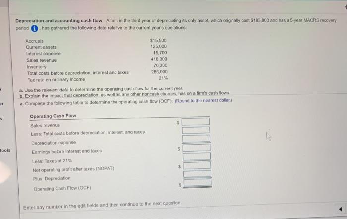 Solved Depreciation and accounting cash flow A firm in the | Chegg.com