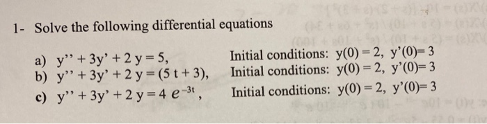 Solved 1- Solve the following differential equations a) y” + | Chegg.com