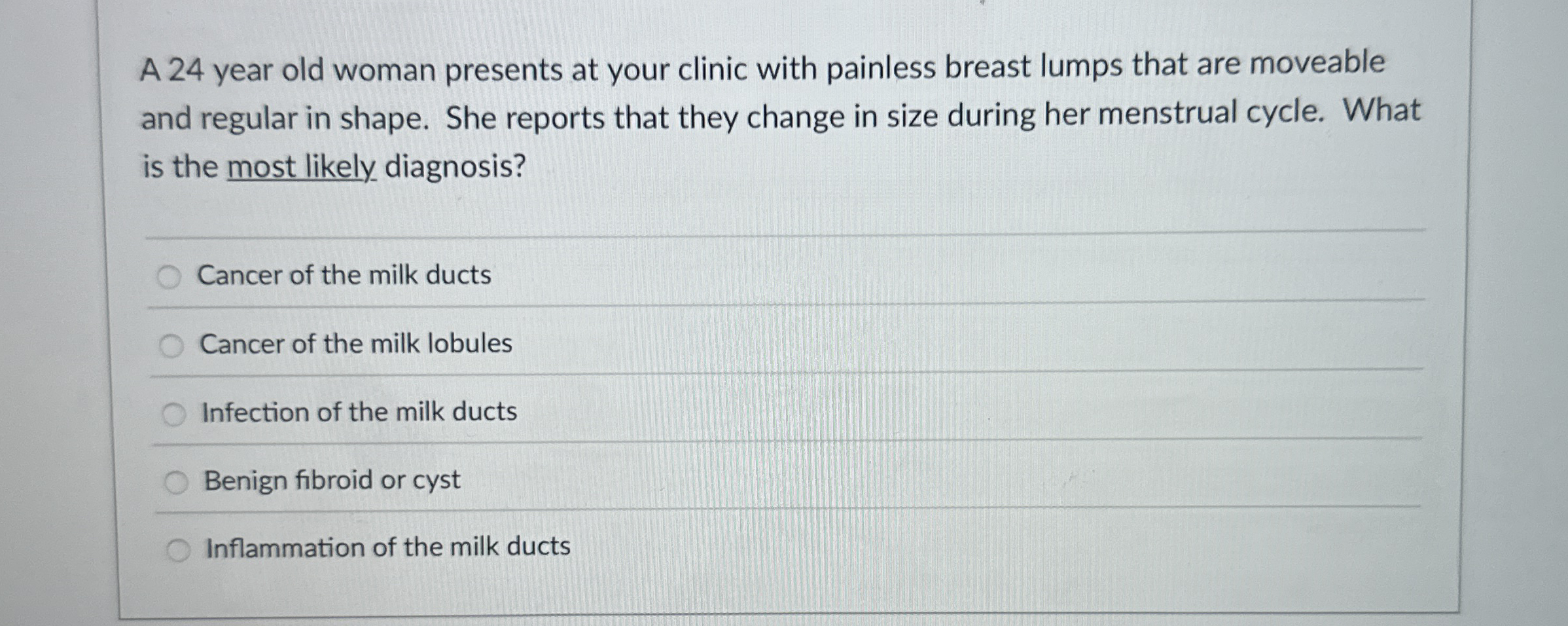 Solved A 24 ﻿year old woman presents at your clinic with | Chegg.com