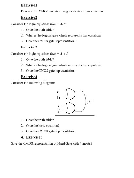 Solved Exercise1 Describe the CMOS inverter using its | Chegg.com