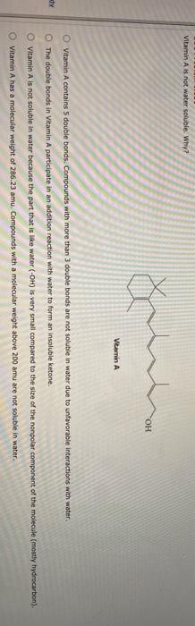 Solved Vitamin A Is Not Water Soluble Why OH Vitamin A Chegg