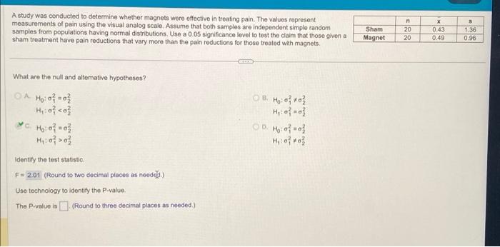 Solved Researchers conducted trials to investigate the | Chegg.com