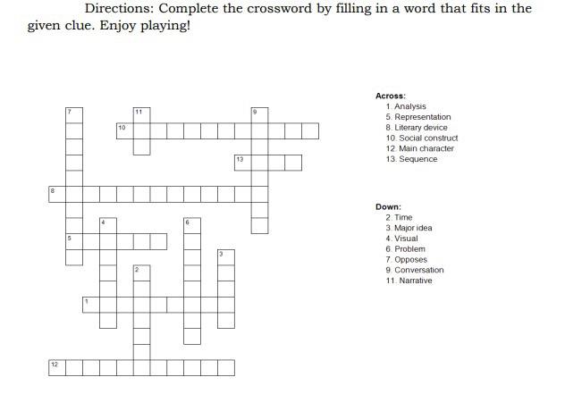 Directions: Complete the crossword by filling in a Chegg com