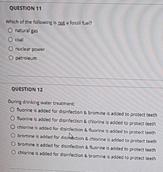 Solved QUESTION 11 Which of the following is not a fossil 