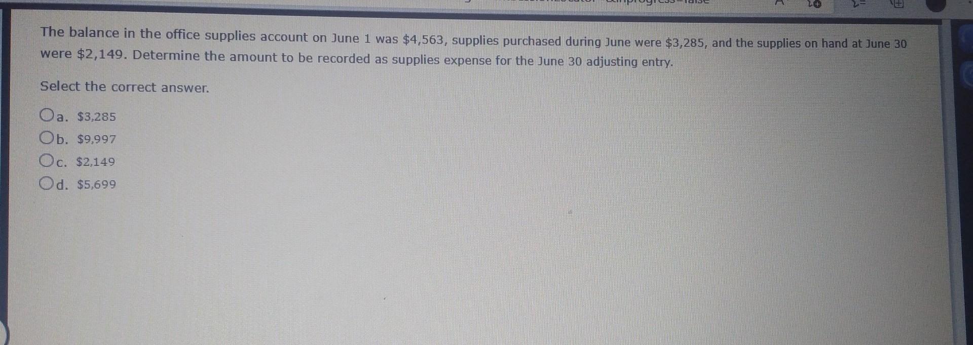 Solved The balance in the office supplies account on June 1