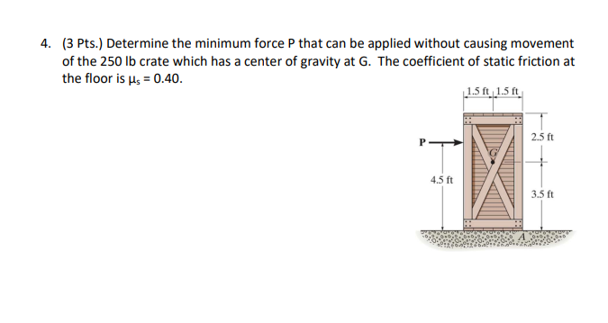 Solved 4. (3 ﻿Pts.) ﻿Determine the minimum force \( ﻿P \) | Chegg.com