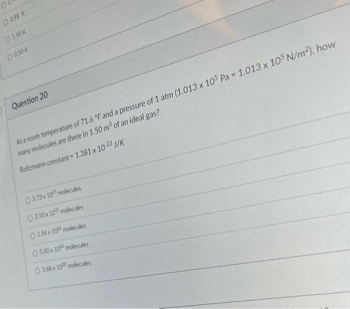 Solved 1 (m (1.013×105pa=1.013×105 N/m2) how Question 20 | Chegg.com