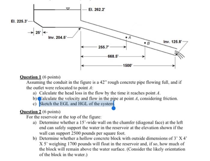 Solved Question 1 ( 6 points) Assuming the conduit in the
