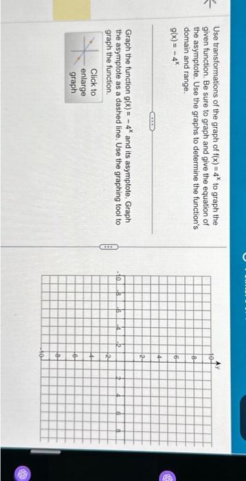 Solved Use transformations of the graph of f(x)=4x to graph | Chegg.com