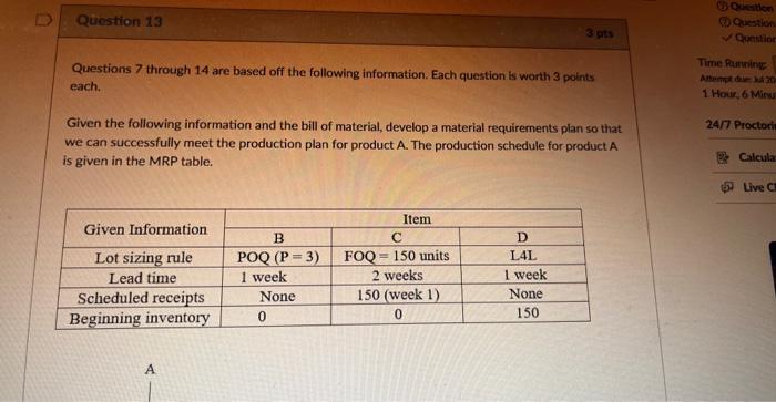 Solved Questions 7 through 14 are based off the following | Chegg.com