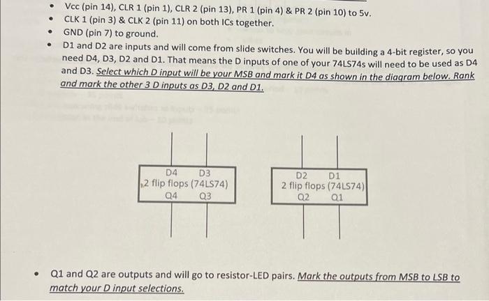 Solved - Vcc (pin 14), CLR 1 (pin 1), CLR 2 (pin 13), PR 1 | Chegg.com