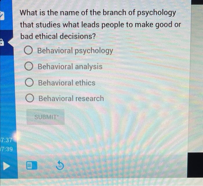 Solved 2 B What Is The Name Of The Branch Of Psychology That | Chegg.com