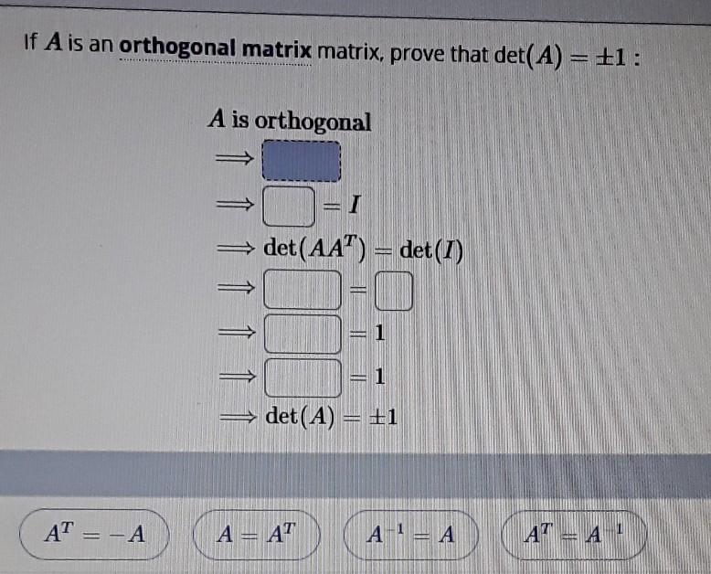 Solved If A is an orthogonal matrix matrix, prove that | Chegg.com