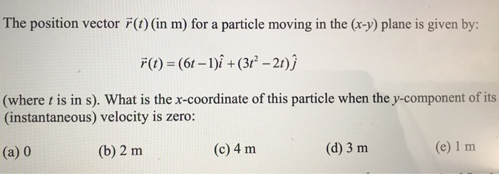 Solved The Position Vector R T In M For A Particle Mov Chegg Com