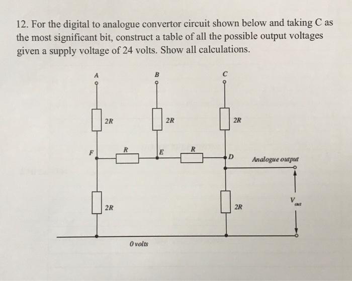 Solved 12. For the digital to analogue convertor circuit | Chegg.com
