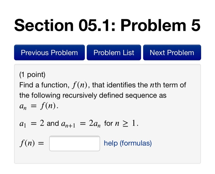 Solved Section 05.1: Problem 5 Previous Problem Problem List | Chegg.com