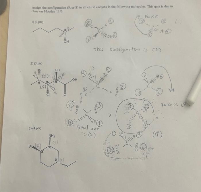 Assign the configuration (R or S) to all chiral | Chegg.com