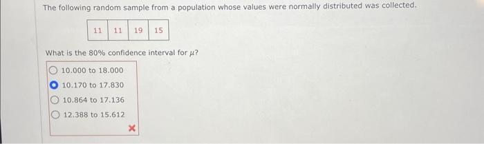 Solved The following random sample from a population whose | Chegg.com
