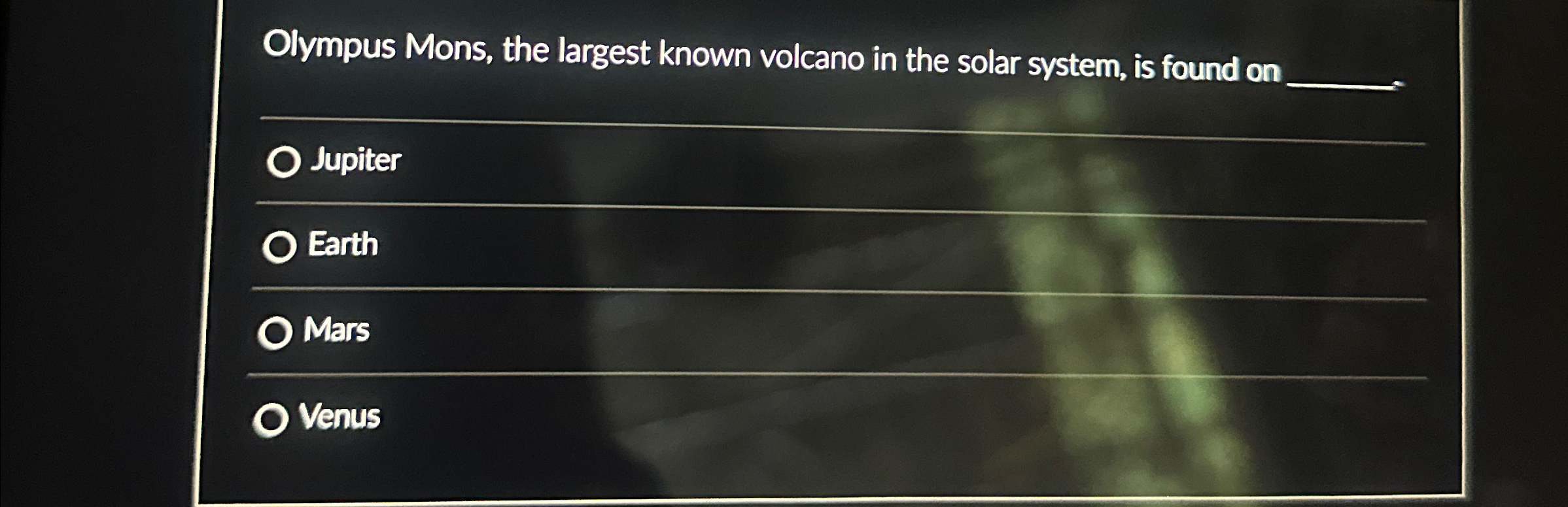 Solved Olympus Mons, the largest known volcano in the solar