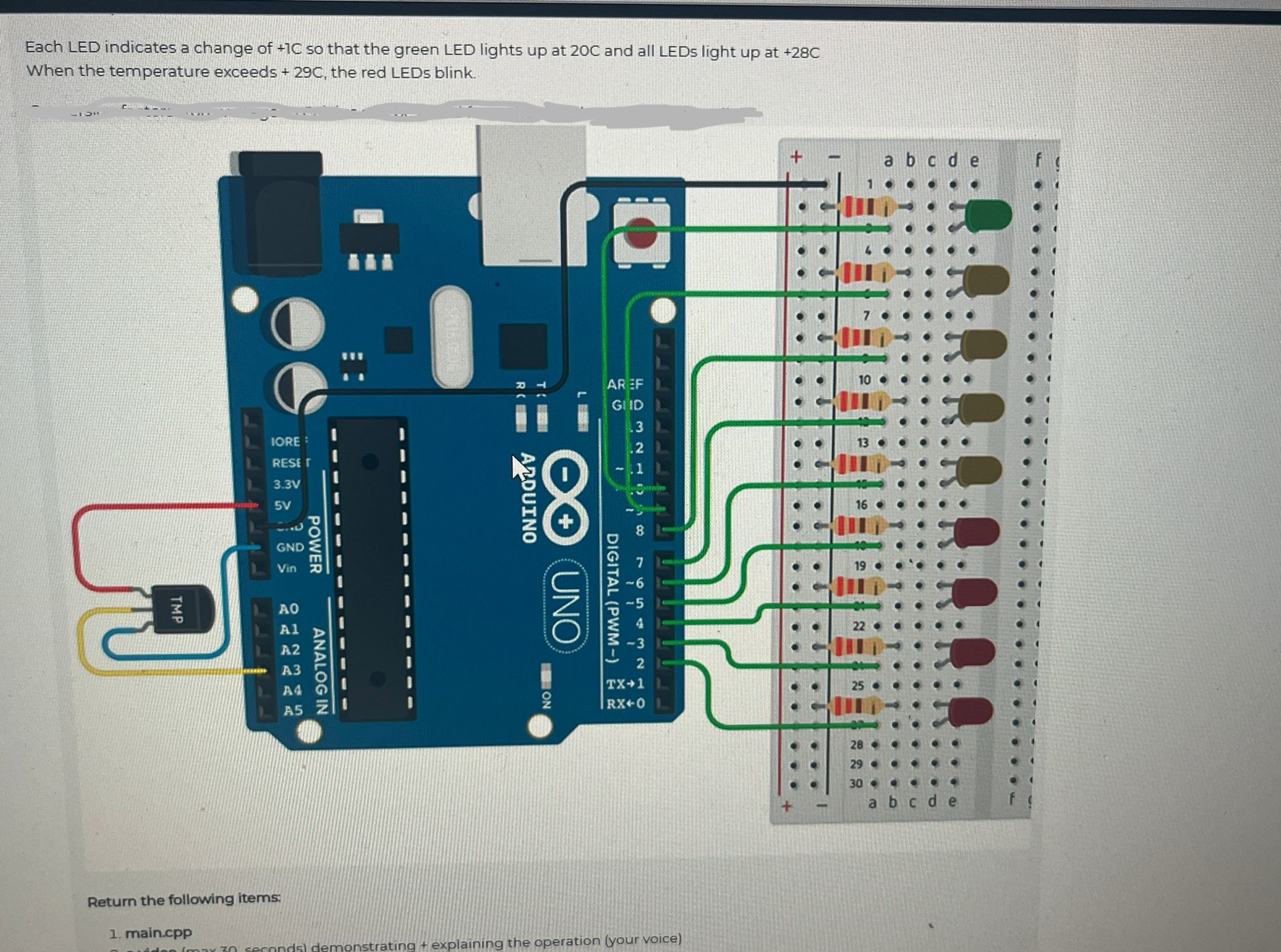 Solved Each LED indicates a change of +1C ﻿so that the green | Chegg.com