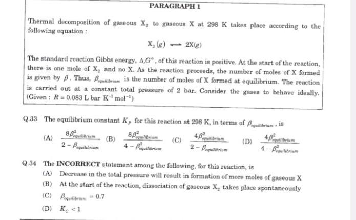 Solved Thermal Decomposition Of Gaseous X2 To Gaseous X At | Chegg.com