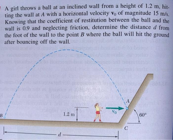Solved A girl throws a ball at an inclined wall from a