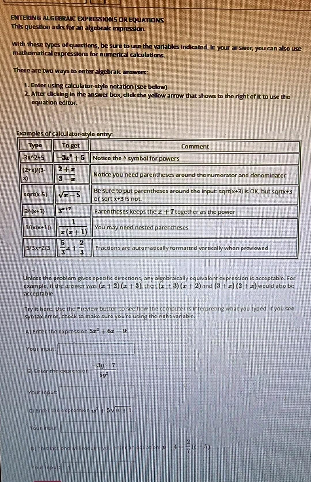 Solved This question ask for an algebric expresion. With | Chegg.com