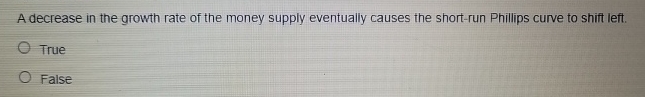 Solved A decrease in the growth rate of the money supply | Chegg.com