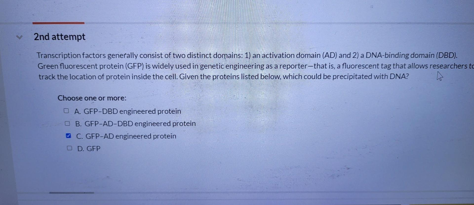 Solved Transcription factors generally consist of two | Chegg.com