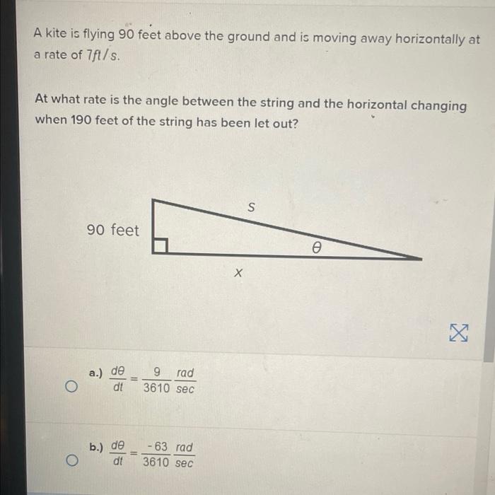 solved-a-kite-is-flying-90-feet-above-the-ground-and-is-chegg