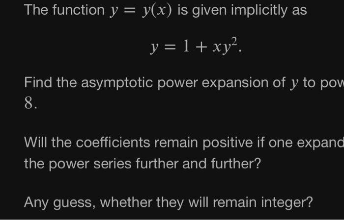 Solved The Function Y Y X Is Given Implicitly As Y 1 Chegg Com