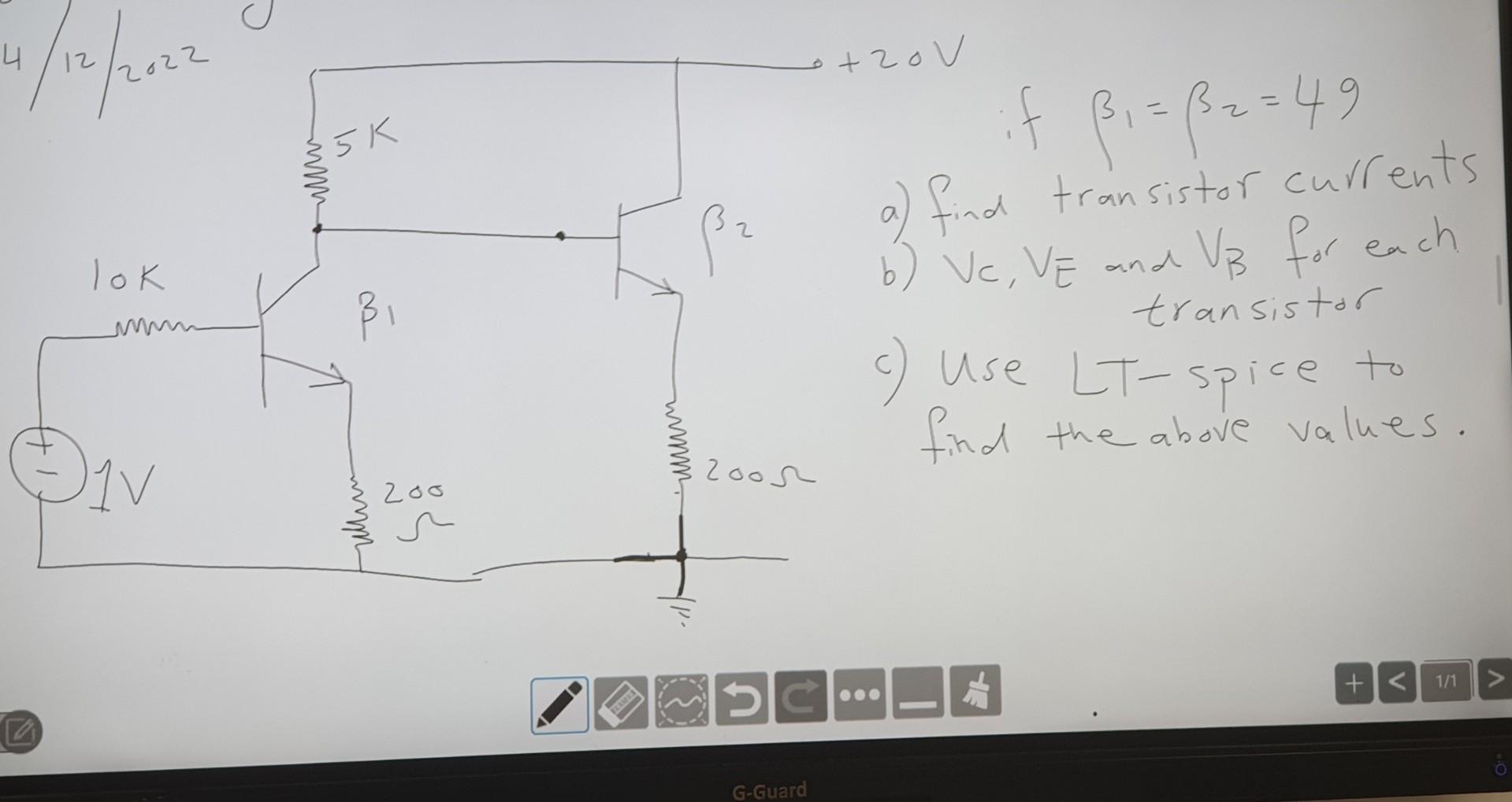 Solved If β1=β2=49 A) Find Transistor Currents B) Vc,VE And | Chegg.com