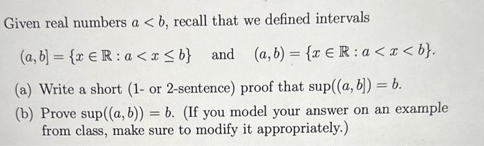 Solved Given real numbers a | Chegg.com