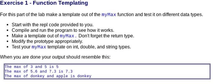 Solved we are supposed to template this function and test it | Chegg.com
