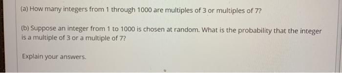 Solved (a) How many integers from 1 through 1000 are | Chegg.com