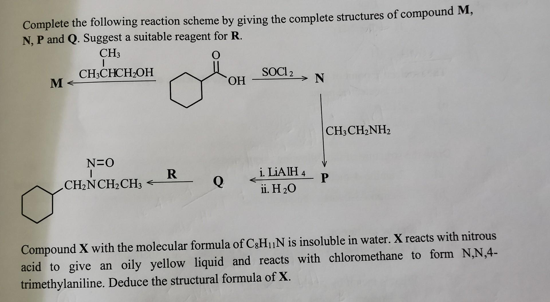 Solved Complete The Following Reaction Scheme By Giving T Chegg Com