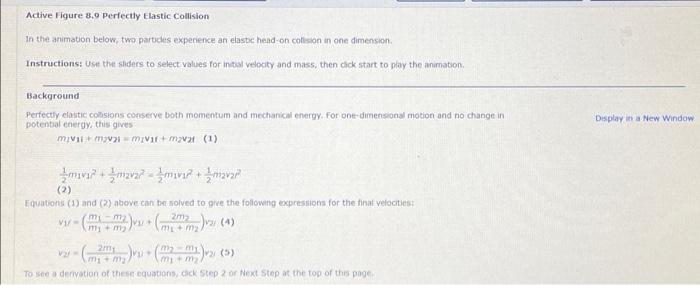 Solved Active Figure 8.9 Perfectly Elastic Collision In the | Chegg.com