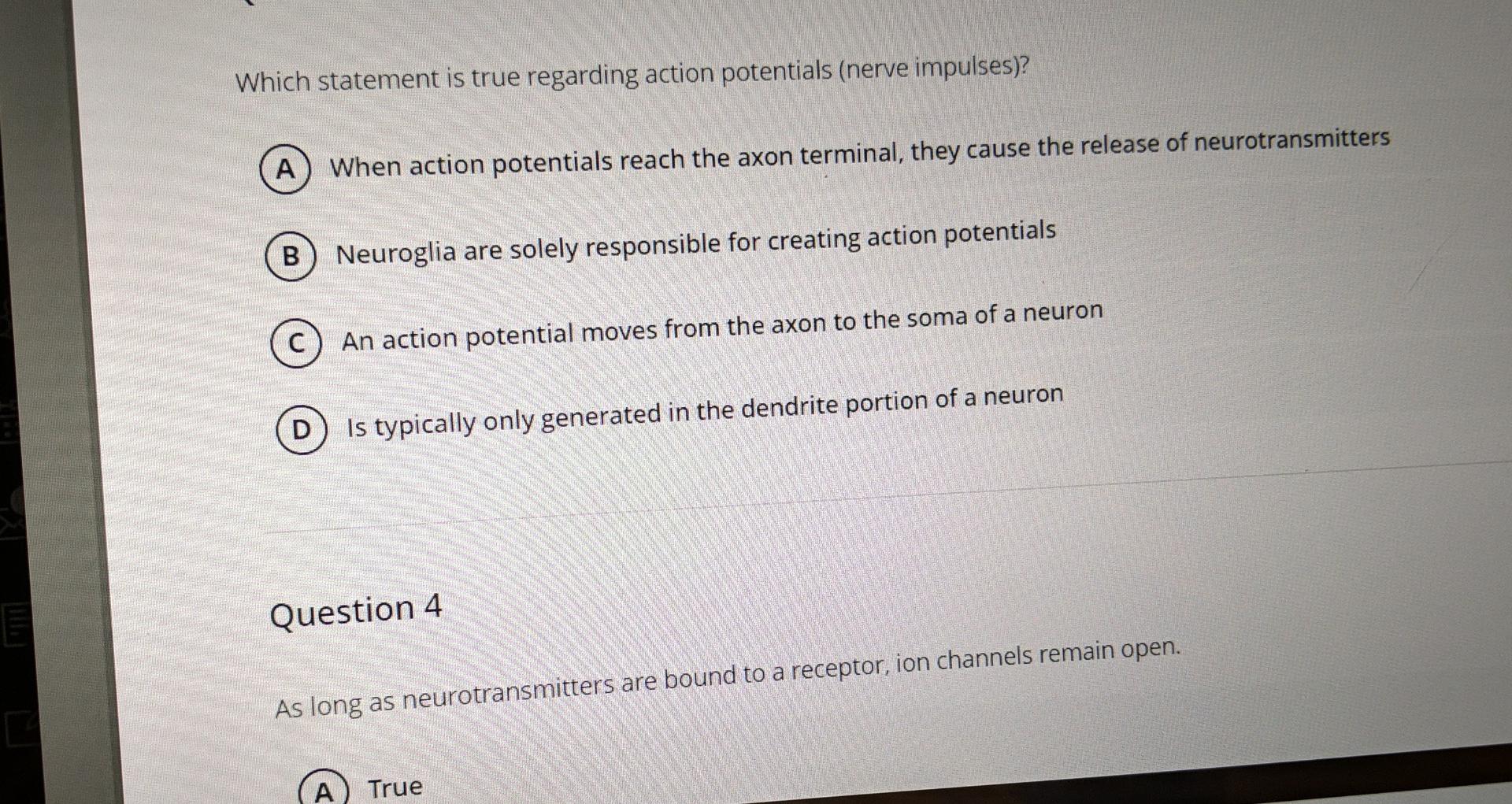 Regarding Action Potentials Which Of The Following Statements Is True Solved Which statement is true regarding action potentials | Chegg.com